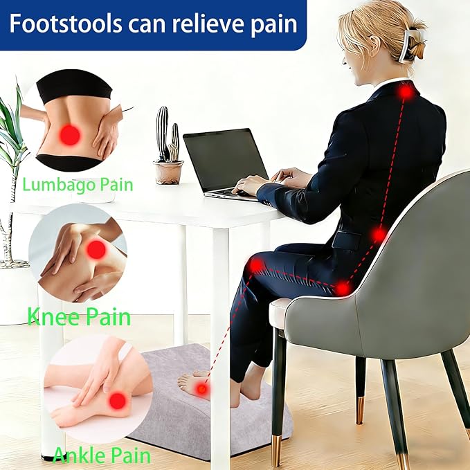 Foot Rest for Under Desk at Work, Ergonomic Under Desk Footrest with Washable Cover for Office, Home & Gaming Leg Elevation Pillow Light Gray