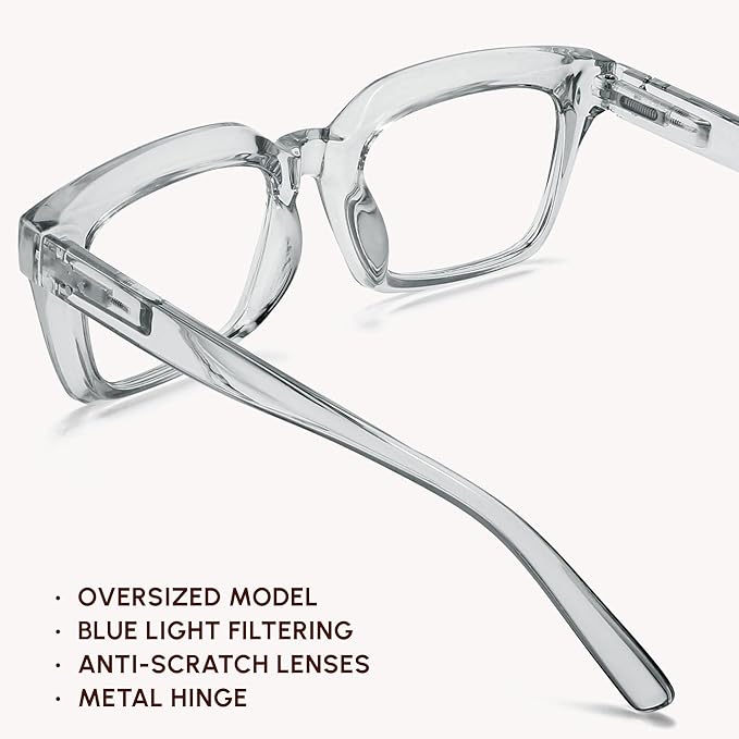 IBOANN Oversized Blue Light Glasses for Woman, Funky Fashion Glasses With Preppy Look, Reduce Screen Fatigue Computer Glasses