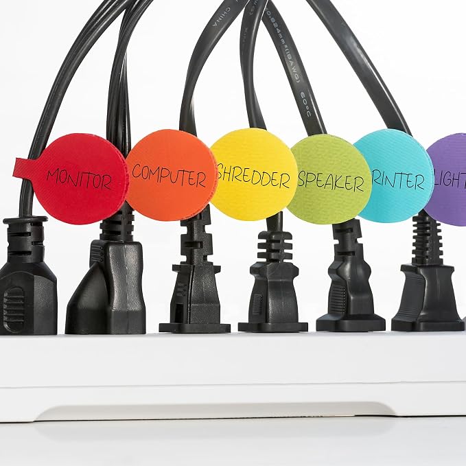 Cable Labels - Wrap-It Storage - Circles, Multi-Color (36-Pack) - Color Coded Labels for Organizing, Wire Tags Write on Surface for Labels for Charging Cords and Electronics - Image 7