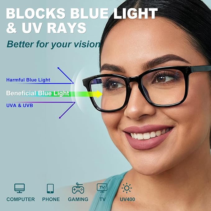 Blue Light Glasses for Women Men Square Computer Glasses Anti Glare UV Blocking Vita