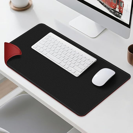 Dual Sided Leather Desk Mat - Waterproof Desk Pad - Ideal for Large Mouse Pad and Desk Mats on Top of Desks (Black, 33"*13")