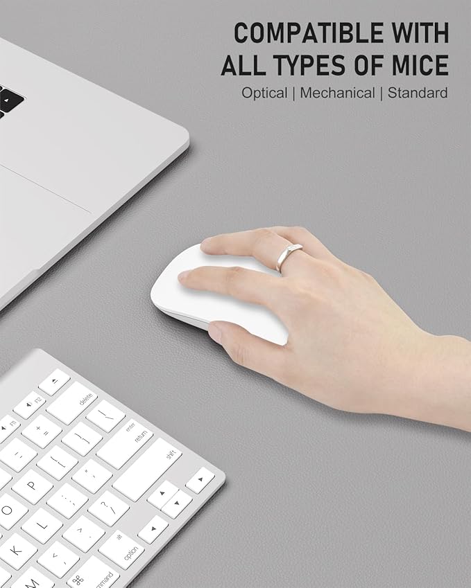 Desk Pad, 23.6" x 13.8" PU Leather Non-Slip Desk Mat Large Mouse Pad for Desktop, Waterproof Laptop Computer Writing Mat for Office, Home, Work, Gaming, Silver