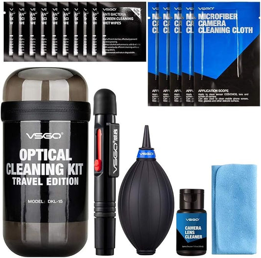 VSGO Professional Lens Cleaning Kit (DKL-15D) - Includes Lens Pen, Air Blower & Cleaning Fluid - Portable Dust Removal for Camera Lenses, Filters, Cell Phones and Electronics by VSGO