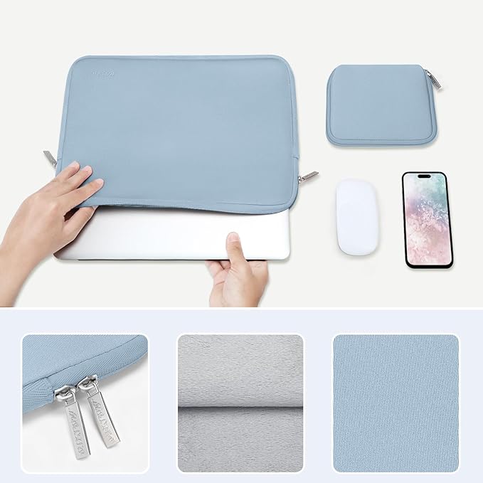 MOSISO Laptop Case 13 inch, 13 inch Laptop Sleeve Bag Compatible with MacBook Air M5 M4 M3 M2 M1 2026-2018 / Neo/Pro M2 M1 2026-2016, Neoprene Computer Sleeve Bag with Small Case, Airy Blue