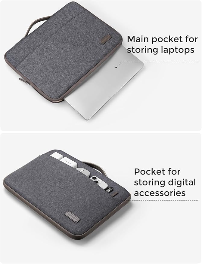 DOMISO Laptop Case Sleeve Protective Cover Compatible with MacBook Air 13 M4 M3 M2,MacBook Pro M2 M1,iPad Air/Pro,13 inch Dell,Lenovo, HP,Asus,Waterproof Computer Cases Bag with Handle,Dark Grey