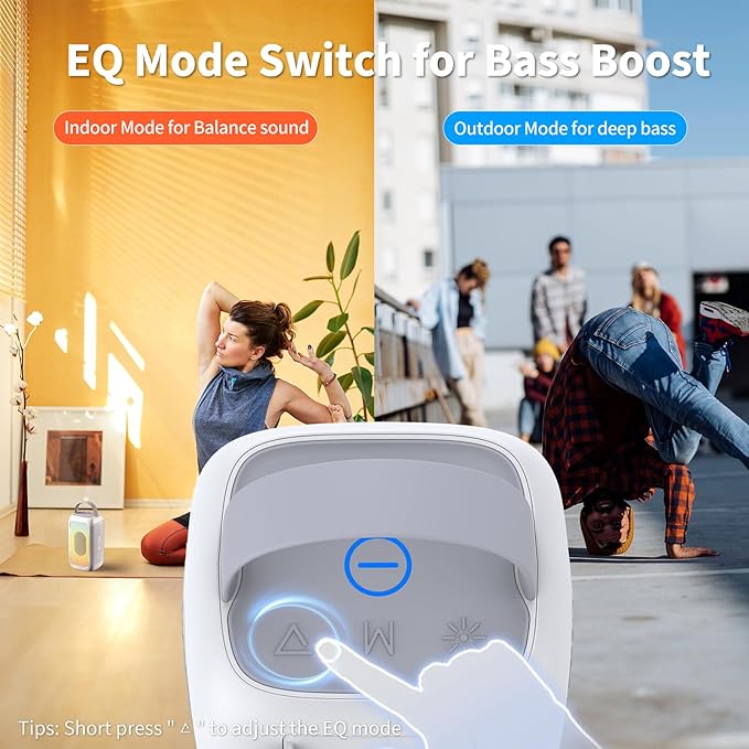 Bobtot Portable Bluetooth Speaker, 16H Playtime Wireless Speakers, Peak Singing Machine with Microphone, Magic Sound, Echo, EQ Mode (White, with 1 Mic)