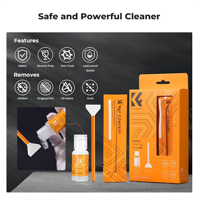 K&F CONCEPT 24mm Full Frame Sensor Cleaning Swab*10 + 20ml Sensor Cleaner, DSLR SLR Digital Camera CMOS and CCD Sensor Cleaning Swab Kits for Nikon Sony Canon Camera Clean - Image 6