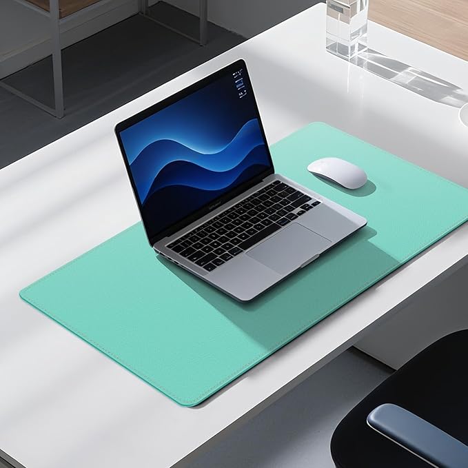 Dual Sided Leather Desk Mat - Waterproof Desk Pad - Ideal for Large Mouse Pad and Desk Mats on Top of Desks (Green, 33"*13")