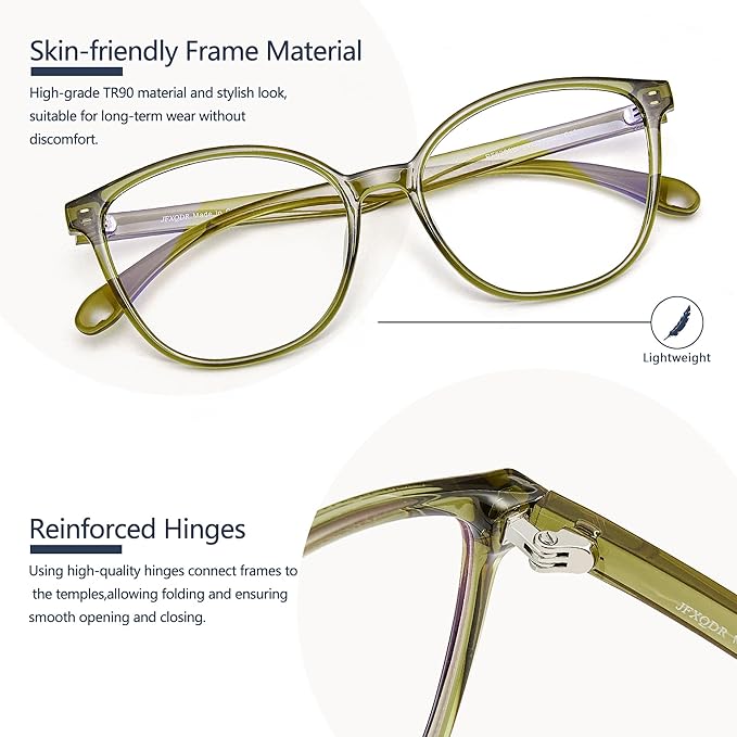 Women's Blue Light Blocking Glasses, TR90 Frame Computer Gaming Glasses Anti Eyestrain & UV Glare RF6208