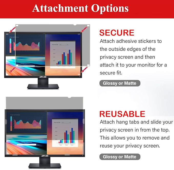 27 Inch Privacy Screen Filter for Widescreen 16:9 Monitor | Privacy Shield | Anti-Glare | Anti-Blue light | Anti-SPY | Eye Protection | Computer Security Private Filter Protector