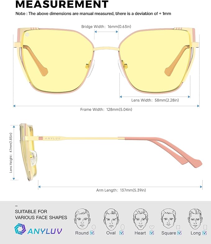 ANYLUV Blue Light Glasses for Woman Men, Womens Blue Light Blocking Glasses Computer Glasses Anti Eyestrain