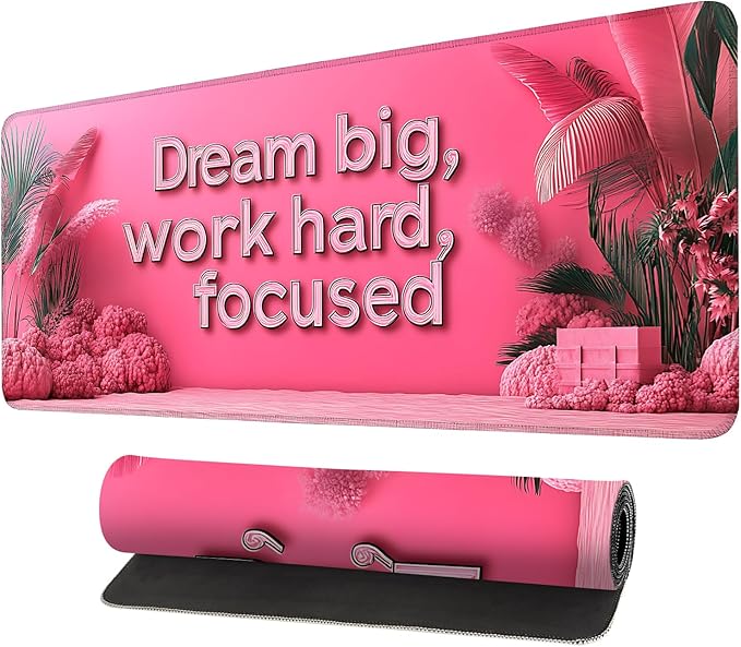 Mouse Pad, Large Anti-Slip with Stitched Edges Desk Mat Desktop Laptop Computer Desk Keyboard Mat,Table Protector Blotter Mat (Work Hard, 35.4" x 15.7")