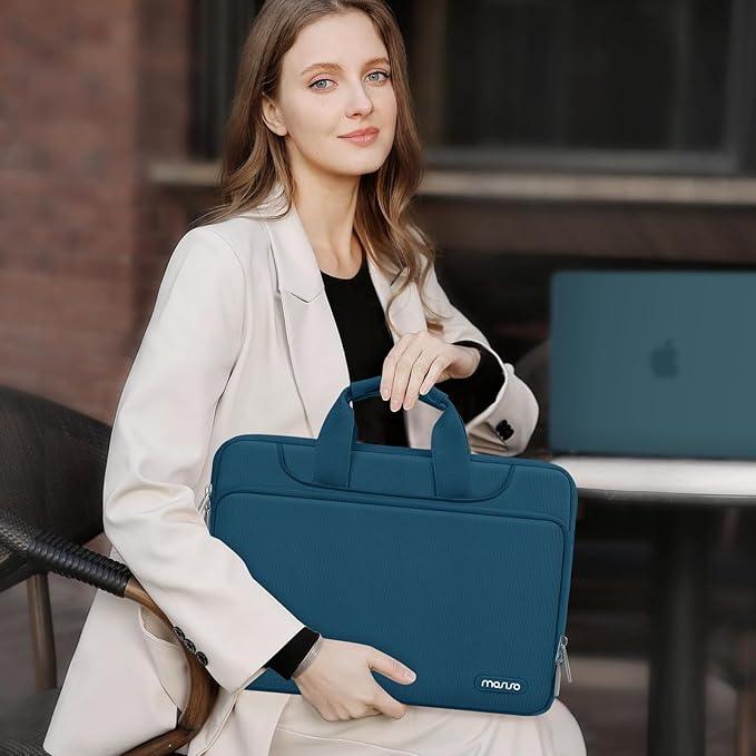 MOSISO 360 Protective Laptop Case 13.3 inch, 13-14 inch Laptop Sleeve Compatible with MacBook Air/Pro 13/Pro 14 M5 M4 M3 M2 M1, HP Dell ASUS Lenovo,Computer Bag with Belt, Teal Green