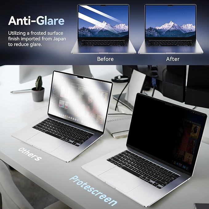 Magnetic Privacy Screen Protector Compatible with MacBook Air 13.6/13 Inch (2022-2026, M2, M3, M4, M5), Removable Anti Spy Blue Light Glare Shield Film Laptop Privacy Filter for Apple Mac 13.6In Computer