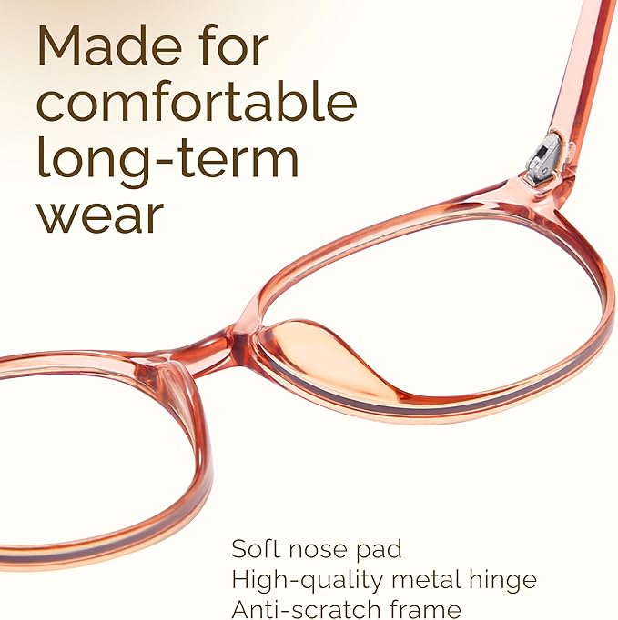 miyya Blue Light Blocking Glasses Women, Fashion Round Transparent Anti Blue Light Glasses with Anti Eyestrain & UV Glare