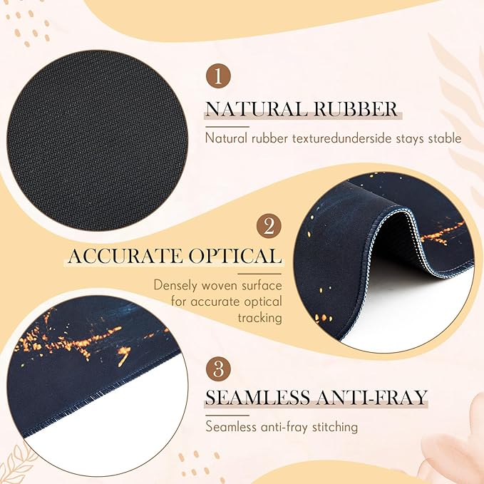 L Shaped Desk Mat for Corner, Large Extended Mouse Pad with Non-Slip Rubber Base, Black Waterproof Desk Protector for Office & Gaming Setup