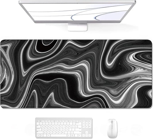 Auhoahsil Large Mouse Pad, XXL Gaming Mousepad, Desk Mat for Desktop, Thick Rubber, Big & Long Size, Stitched Edges, Full Desk Pad for Laptop & Computer, Extended 31.5 x 11.8 in, Abstract Contour