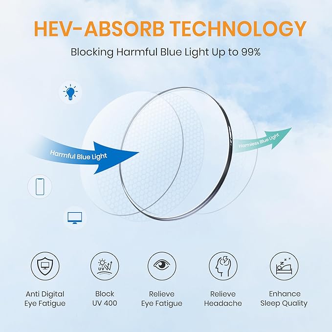 Cyxus Retro Blue Light Glasses Men - Square TR90 Metal Blowline Frame Stylish Trendy for Computer Daily Work 8252