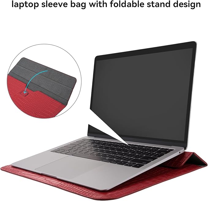 MOSISO Laptop Case 13 inch, 13 inch Laptop Sleeve Compatible with MacBook Neo 13 A18 Pro A3404 Air M4 M3 M2 M1 2026-2018 / Pro M2 M1 2026-2016, Crocodile Grain PU Leather Flap Case Bag, Red