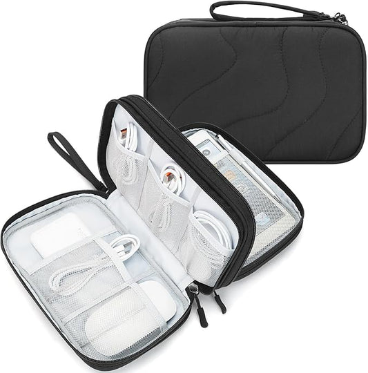 Skycase Tech Pouch - Lightweight Electronics Organizer Travel Case, Double Layers Cable Organizer, All-in-One Storage Bag for Charger, Cord, Phone, Flash Drive, Accessories