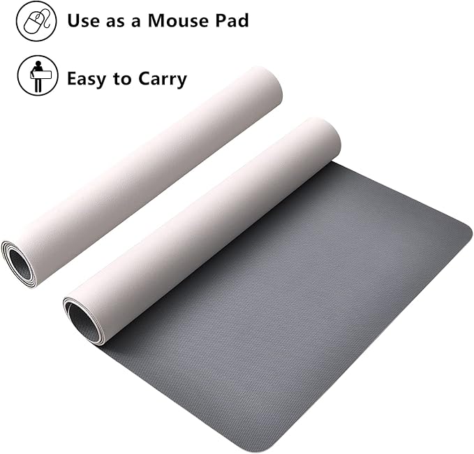 Desk Mat Large Protector Pad 23.6" ×11.8", Non-Slip PU Leather Desk Blotter, Waterproof Mouse Pad for Office Home Black Floral