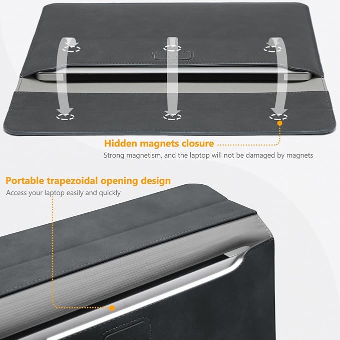 HYZUO 13 Inch Laptop Case Sleeve with Stand for 2026-2018 MacBook Air 13 M5 M4 M3 M2 M1, 2026 13" MacBook Neo, 2026-2016 MacBook Pro 13 M2 M1, iPad Pro/Air 13, Surface Pro 12-3, XPS 13, Space Gray