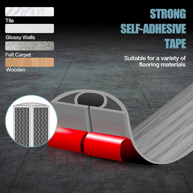 Floor Cord Cover Self Adhesive Cord Hider,10FT Cable Management, Extension Strip Protector for Wires, Prevent Cable Trips for Offices, Gyms, Exhibitions Cavity:0.39"(W) x 0.27"(H) Gray Wood - Image 4