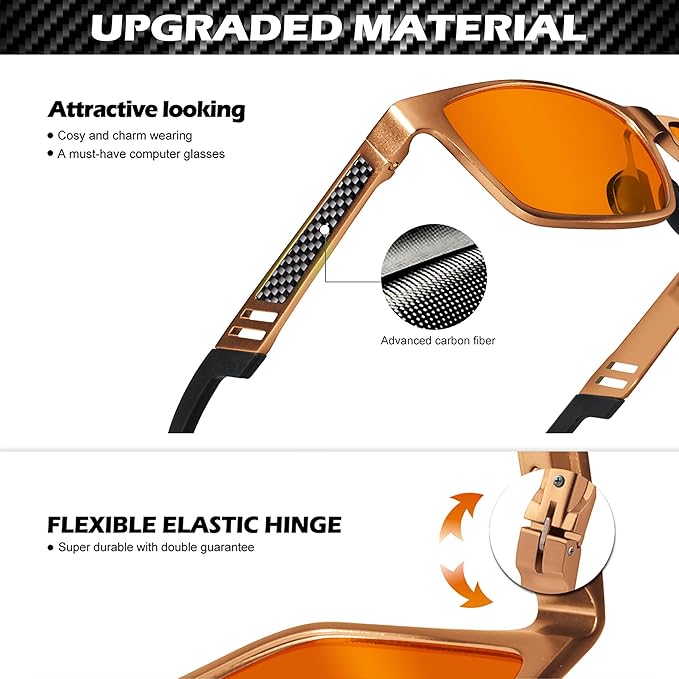 ANYLUV Blue Light Blocking Glasses Men Computer Gaming Glasses Lightweight Al-Mg Metal Anti Eyestrain Eye Protection