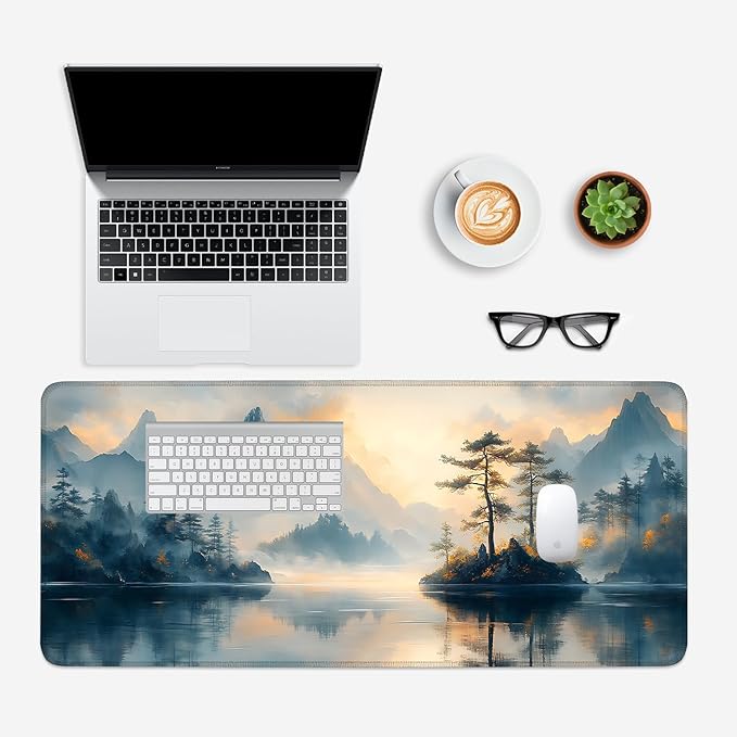 Mouse Pad, Large Anti-Slip with Stitched Edges Desk Mat Desktop Laptop Computer Desk Keyboard Mat,Table Protector Blotter Mat (Mountain, 35.4" x 15.7")