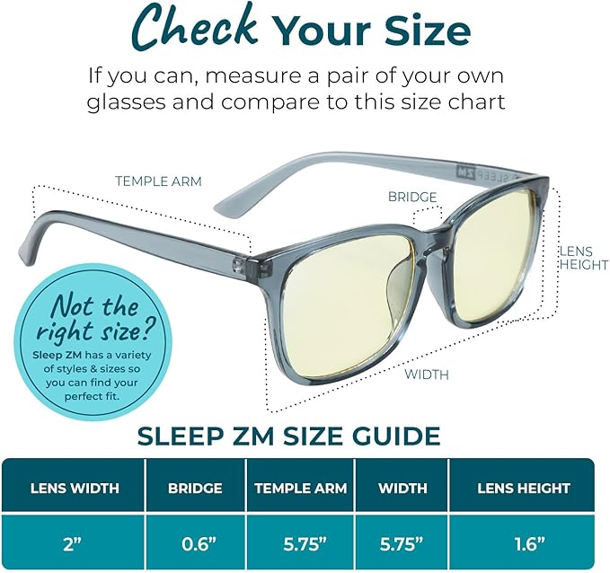 Sleep ZM Blue Light Blocking & Light Sensitivity Glasses - 8 Lens Types for Comfort, Relaxation, Sleep & Relief - 50+ Styles
