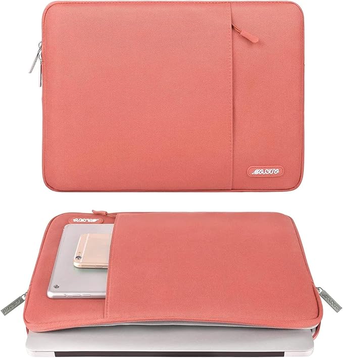 MOSISO Laptop Case 13 inch, Laptop Sleeve Compatible with MacBook Neo/Air/Pro 13 inch with A18/M5/M4/M3/M2/M1 Chip 2026-2016, Polyester Vertical Computer Sleeve Bag with Pocket, Coral