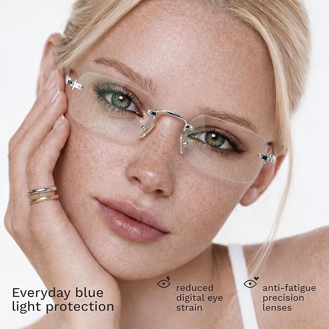 livho Blue Light Blocking Glasses for Women, Lightweight Metal Frame Computer Glasses, Anti Eye Strain, UV Protection