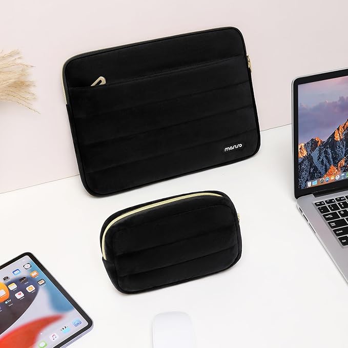 MOSISO 15-16 inch Laptop Case, 15.6 inch Laptop Sleeve Compatible with MacBook Pro 16, HP, Acer, Dell, Lenovo, ASUS Notebook Computer, Soft Cozy Lightweight Horizontal Bag with Small Case, Black