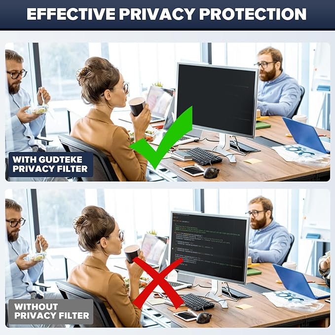 [2-Pack] HD Computer Privacy Screen 24 inch, Upgraded Computer Privacy Screen for 16:9 Widescreen Removable Anti Glare Cover and Blue Light UV-Blocking Filter