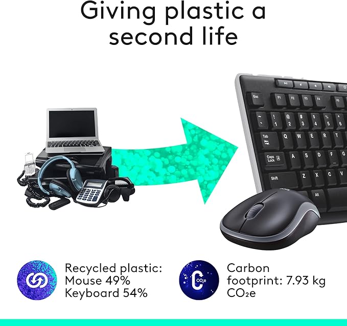 Logitech MK270 Wireless Keyboard and Mouse Combo for Windows, 2.4 GHz Wireless, Compact Mouse, 8 Multimedia and Shortcut Keys, 2-Year Battery Life, for PC, Laptop - Black