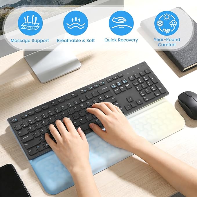 Keyboard Wrist Rest with Ergonomic Height - Computer Keyboard Stand & Soft Cushioned Pad for Wrist Pain Relief - Non-Slip Typing Support for Office, Gaming & Home(Gradient)