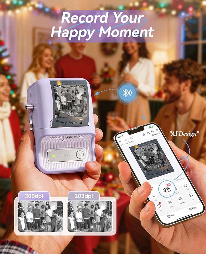NIIMBOT B21 Pro Label Maker with Tapes, 300DPI HD Label Printer, Sticker Maker for Home Organization, Photo Print, Study Graphics, Scrapbook, Lavender Purple