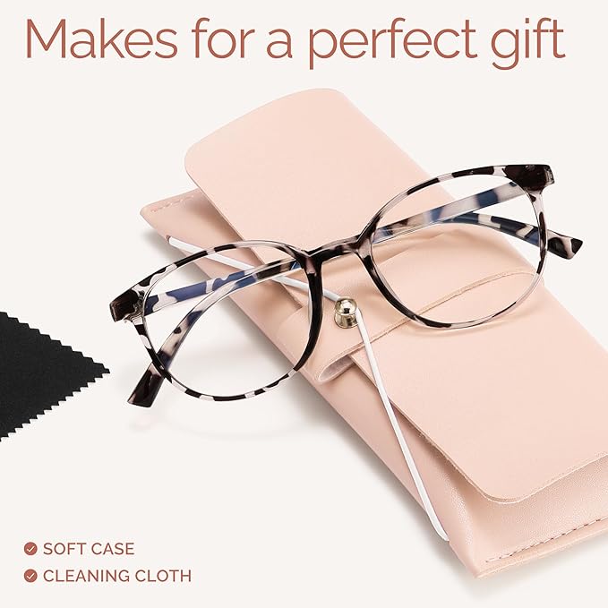 miyya Blue Light Blocking Glasses Women, Fashion Round Transparent Anti Blue Light Glasses with Anti Eyestrain & UV Glare