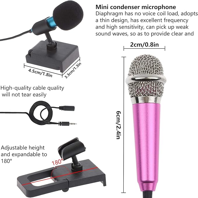 LOCOLO 4Pcs Mini Microphone Mini Karaoke Microphone for Voice Recording Portable Microphone Chatting and Singing Compatible with Smartphone iPhone iPad Laptop