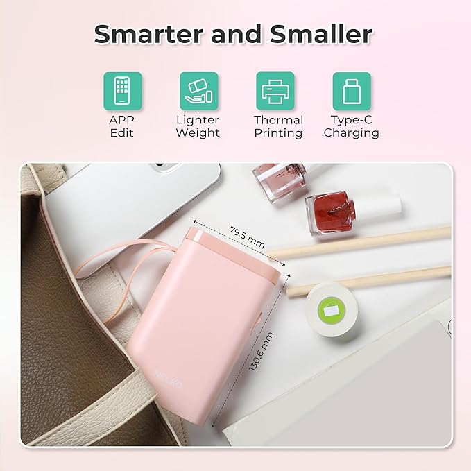 Nelko Label Maker Machine with Tape, P21 Bluetooth Label Printer with 3 Tapes, Wireless Mini Label Makers with Multiple Templates Icon Font Custom for School Office Home, Pink