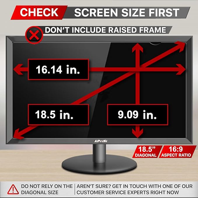 18.5 Inch Privacy Screen Filter for 16:9 Widescreen Monitor | Privacy Shield | Anti-Glare | Anti-Blue light | Anti-SPY | Eye Protection | Computer Security Private Filter Protector