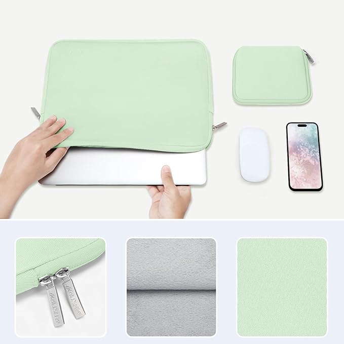 MOSISO Laptop Case 15 inch, 15 inch Laptop Sleeve Bag Compatible with MacBook Air M5 A3448 M4 A3241 M3 A3114 M2 A2941 2026-2023, Dell XPS, Neoprene Computer Sleeve Bag with Small Case, Honeydew Green