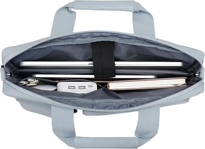 MOSISO Laptop Shoulder Bag 15.6 inch, 15-15.6 inch Computer Bag Compatible with MacBook Pro 16 inch, HP, Dell, Lenovo, Notebook with 2 Raised&1 Flapover&1 Horizontal Pocket&Handle&Belt, Baby Blue