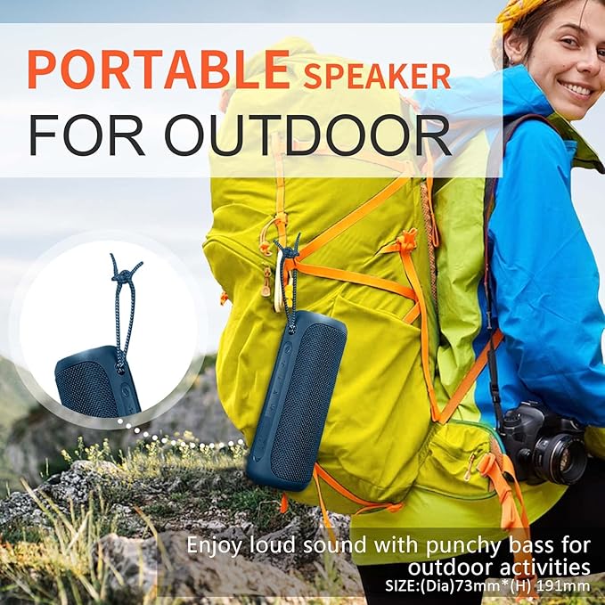 SOWO Portable Bluetooth Speaker, IPX7 Waterproof Wireless Bluetooth Speaker, Bassboom Technology, 25W Loud Stereo Sound, LED Light with TWS Pairing, 16H Playtime for Home and Outdoor -Blue