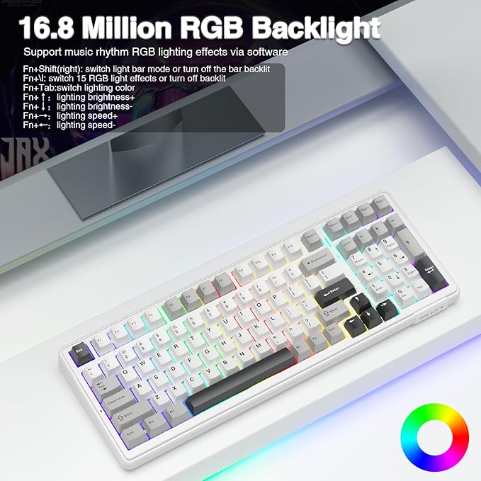 AULA F99 Wireless Mechanical Keyboard,Tri-Mode BT5.0/2.4GHz/USB-C Hot Swappable Custom Keyboard,Pre-lubed Linear Switches,RGB Backlit Computer Gaming Keyboards for PC/Tablet/PS/Xbox