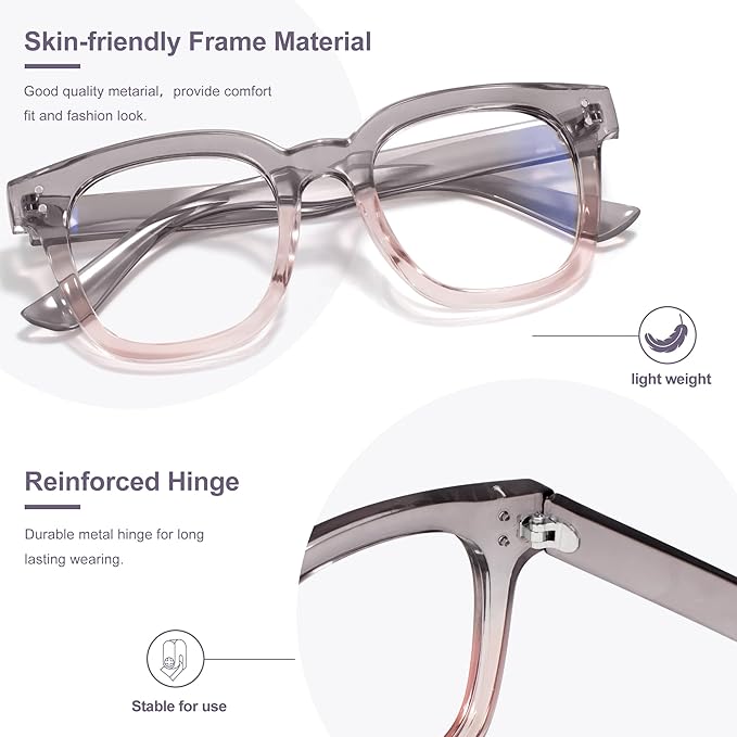 Madison Avenue Oversized Blue Light Blocking Glasses for Women Fashion Blue Light Blockers Anti Eyestrain & UV Protection Computer Eyeglasses (Gradient Purple)