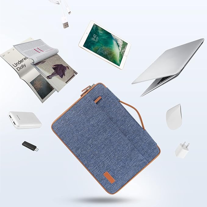 DOMISO 14 inch Laptop Case Sleeve Protective Cover Compatible with 15 inch MacBook Air M4 M3 M2,MacBook Pro,14-15 inch HP Dell ASUS Lenovo Chromebook,Waterproof Computer Cases Bag with Handle,Blue