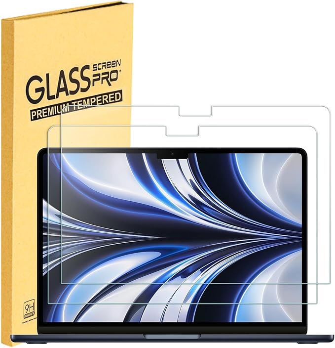 MUBUY-GOL 2 Pack Tempered Glass Screen Protector for MacBook Air 13.6 inch 2026-2022 (M5 M4 M3 M2 A3449 A3240 A3113 A2681), 9H Hardness Anti-Scratch Anti-fingerprint
