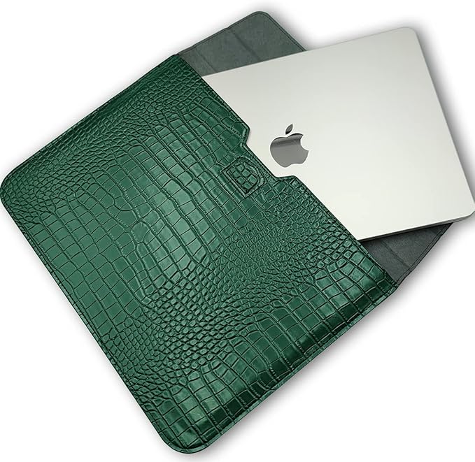 Laptop Sleeve for 2022-2026 MacBook Air 13.6 inch M5 A3449 M4 A3240 M3 A3113 M2 A2681 Neo 13 A3404 Air 13 2021-2018 PU Leather Flap Style Case Notebook Bag for Mac Pro 13 2022-2016, Green