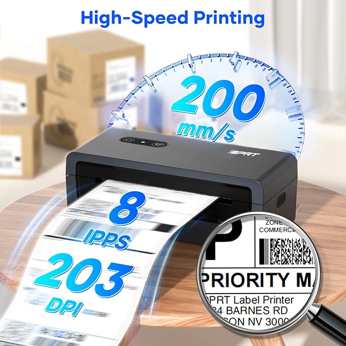 iDPRT 4x6 Bluetooth Thermal Shipping Label Printer, Wireless Label Maker for Shipping Packages, Work with iOS Android Windows, Support Amazon Shopify USPS UPS